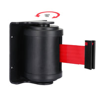 Wall Mouted Retractable Belt Barrier, with 13 feet Red Belt,  Braking System and 180° Roating Supported