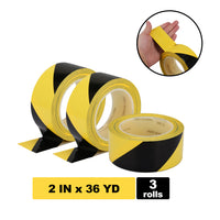 4 Rolls Hazard Warning Safety Stripe Tape 2”x36 Yards Yellow Black Caution Tape Roll Waterproof Anti Slip Non-Abrasive Self-Adhesive Floor Marking Tape