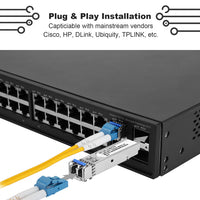 10Pcs SFP Network Transceiver Module, 1.25 Gigabit Single mode LC Duplex 1000BASE-LX Dual Fiber SFP 20km 1310nm