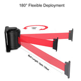 Wall Mouted Retractable Belt Barrier, with 13 feet Red Belt,  Braking System and 180° Roating Supported