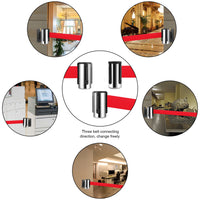 Wall mounted retractable belt barrier, stainless steel rope safety barriers with 6.5ft red belt, barking system supported