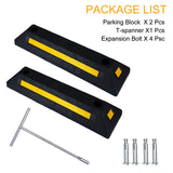 2 Pcs Parking Assistant Stoppers for Garage with 4 Pcs M8 X 10 Expasion bolt and 1 T-Spanner for free